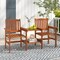 Wooden Outdoor Loveseat Bench with Built-in 2Tier Side Table & Umbrella Hole